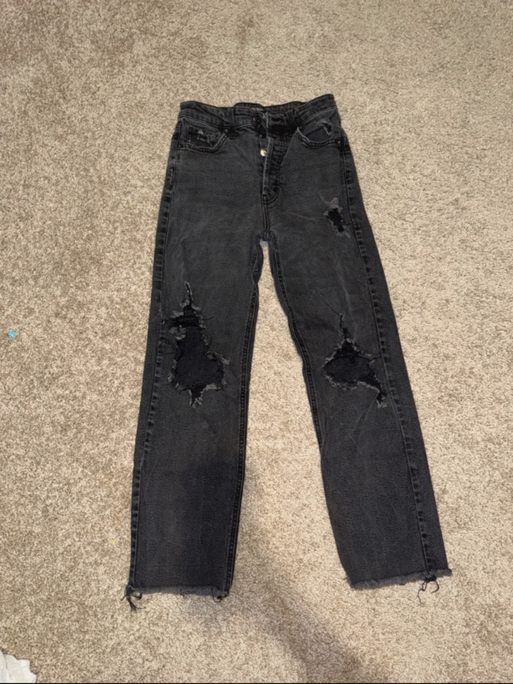 wild fable Black Distressed Straight Leg Jeans